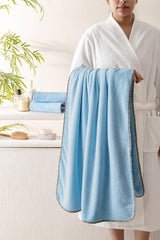 Spread Spain Microfiber Bath Towel 360 Gsm | Bath Towel For Men & Women Extra Soft Plush & High Absorbent | Set of 1 (Light Blue)