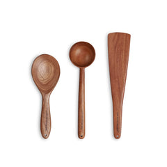 Brown Neem Wood Ladles - Wooden Flip, Spatula, Ladle For Cooking Dosa, Roti, Chapati | Kitchen Tools - No Harmful Polish, Handmade | Cookware - Neem Wood, Set Of 3