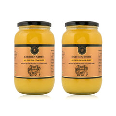 Premium A2 Cow Desi Ghee By Earthen Story | Ancient Bilona Method | Cultured Desi Ghee Good For Brain Health | 2 Litr (1Litr * 2) 67.6 Ounce | Jar Pack