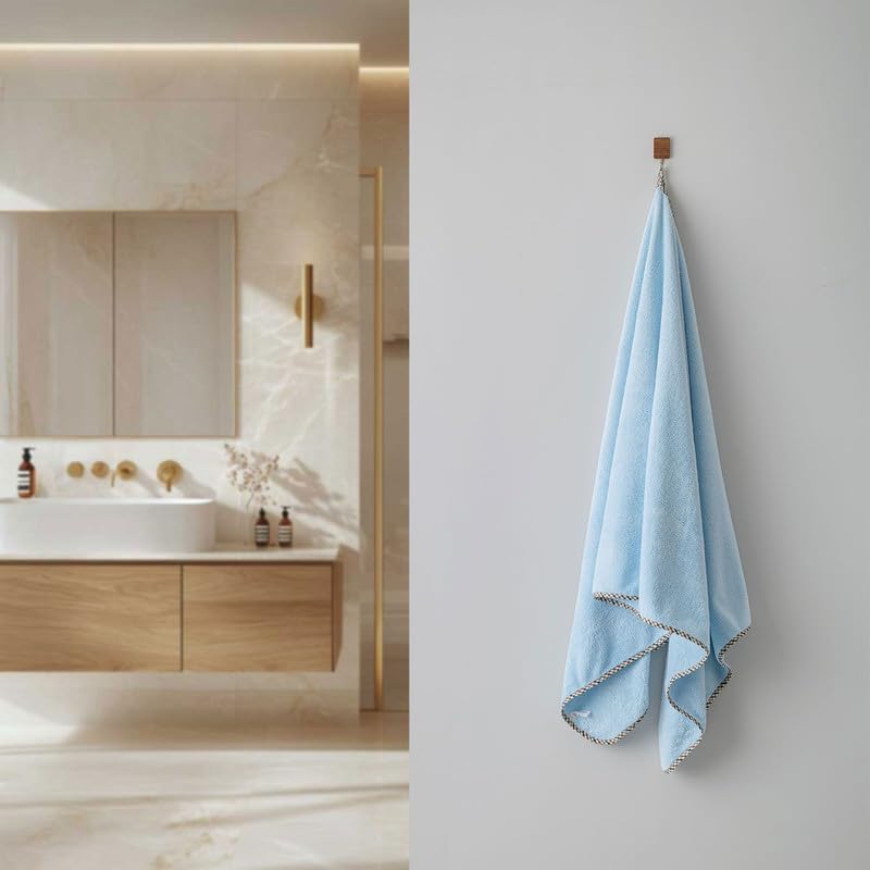 Spread Spain Microfiber Bath Towel 360 Gsm | Bath Towel For Men & Women Extra Soft Plush & High Absorbent | Set of 2 (Light Blue)