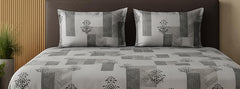 1 Bedsheet For Double Bed With 2 Pillow Covers - 90 X 100 Inches, Grey | Premium Cotton Material Double Bedsheet Queen Size | Skin Friendly & Long Lasting