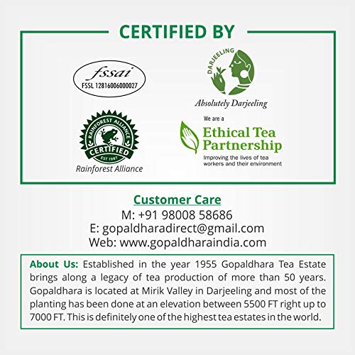 Gopaldhara Classic First Flush Darjeeling Spring Tea - 200gm Paper Box, 7.05 Ounce | USDA Certified Premium Darjeeling Loose Leaf Tea - Low Caffeine Fine Fresh Teas