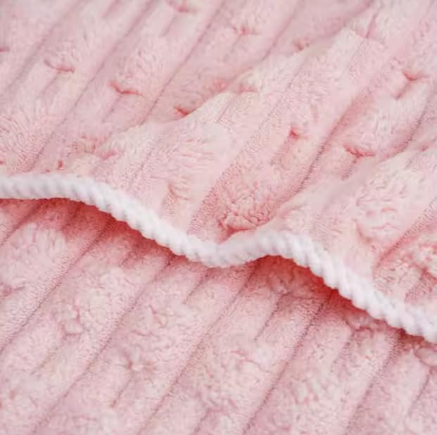 HomeCloud Korean Bath & Face Towel 400 Gsm | Plush Soft & Luxury Towel Set With Hanging Loop | 3x Softer Than Cotton Towels | Set Of 2 (Pink)