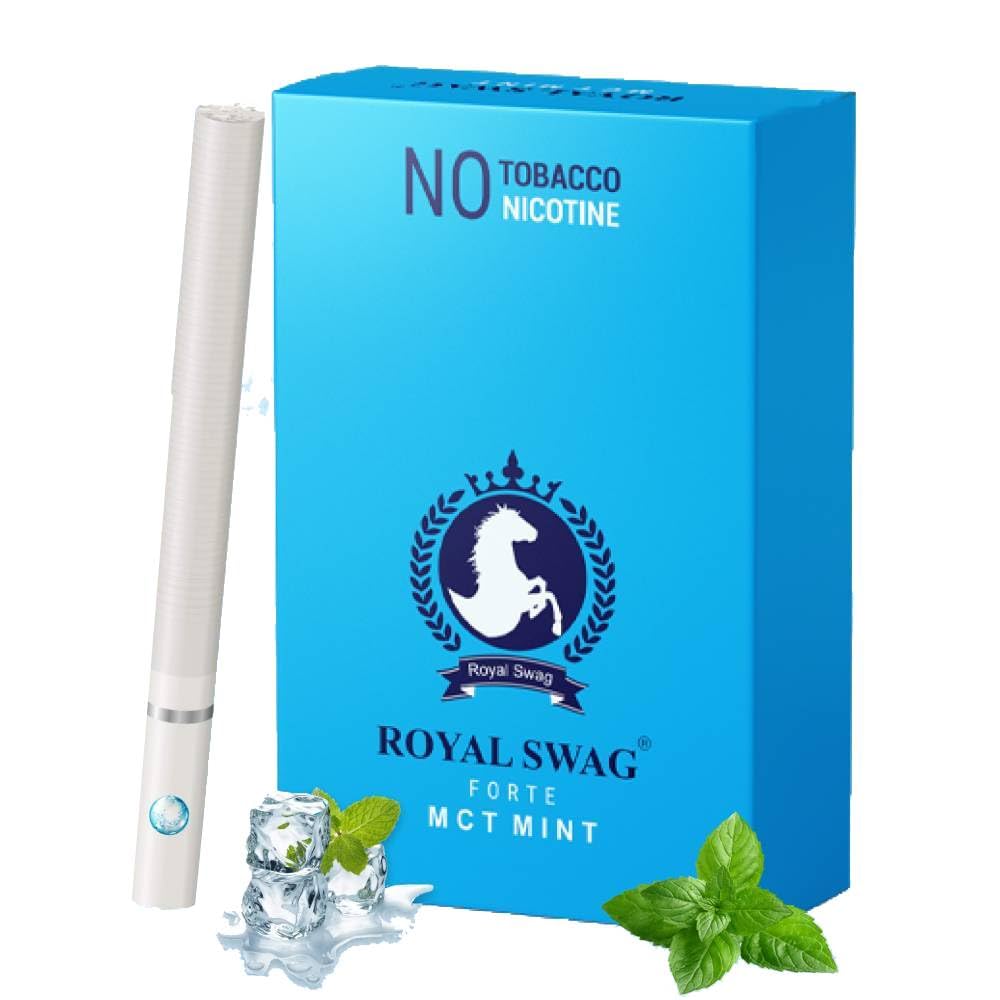 Royal Swag Herbal Cigarettes 100% Tobacco Free & Nicotine Free Mint Flavoured (Pack Of 10 Sticks) With Ayurvedic And Natural Herbs Clove, Tulsi & Green Tea| Herbal Smokes (Non-Addictive)