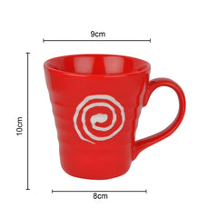 Hand Glazed Ceramic Milk Mugs Set Of 2 - 300ml Each, Red | Coffee Cups & Mugs - Tea Cups & Mugs