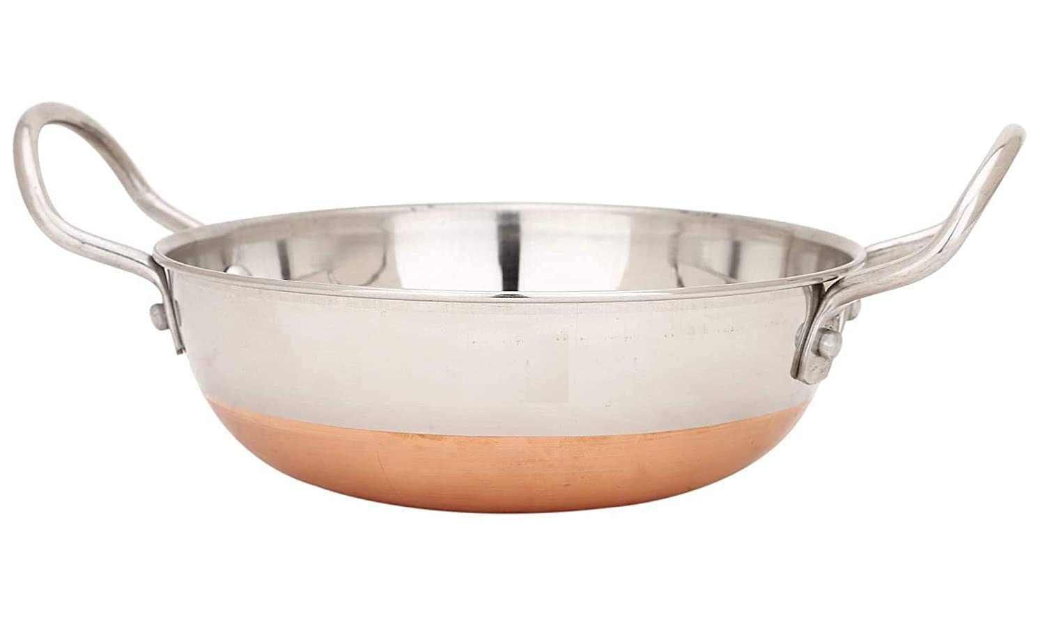 Stainless Steel Copper Bottom Kadhai, 4 Liters - Bottom Pot Pans For Frying - Copper Bottom | Attractive Color & Design