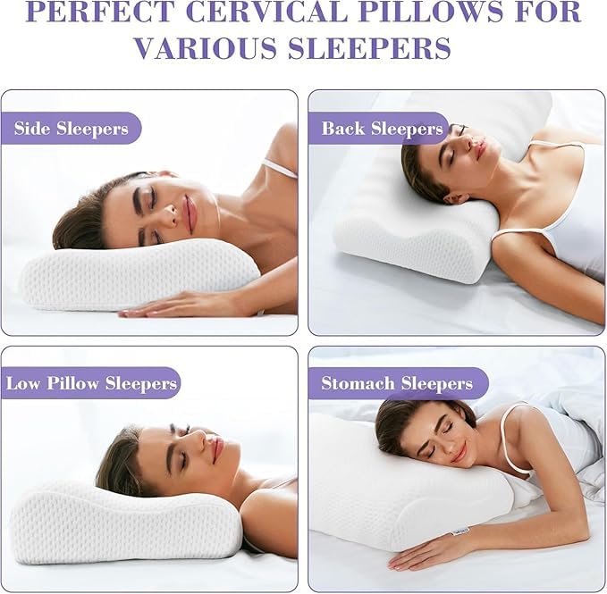 Orthopedic Memory Foam Pillow, Cooling Gel Pillow, White, Standard Size - Sf 1 | Neck & Back Support, Pillow For Sleeping, Bed Pillow | Comfortable Pillow, Adjustable, Soft Pillow
