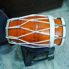 Professional Wooden Dholak For Orchestra With Carry Bag - Perfectly Symmetric Round Dholak | Dholak For Festival, Wedding, Satsang - Very Easy To Tune, Easy To Learn