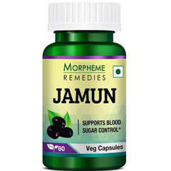 Morpheme Remedies Jamun 500mg, Control Sugar & Powerful Source Of Antioxidants | 60 Veg Capsules 100gm 0.2lbs Each Pack Of 3