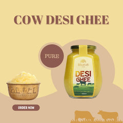 Pure Cow Desi Ghee By Bharat Foods | Good Source Of Vitamin A & Healthy Desi Ghee Perfect For Snacking | (500ml) 16.9 Ounce | Jar Pack