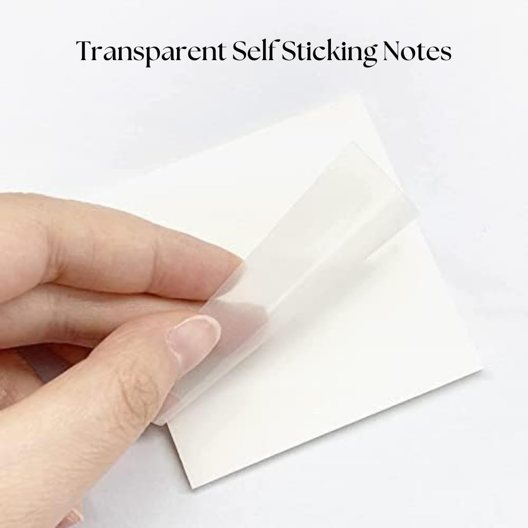 100 Sheets Transparent Sticky Notes Set 3 X 3 Inch | Material Office Stationery - Pack Of 2 Pcs