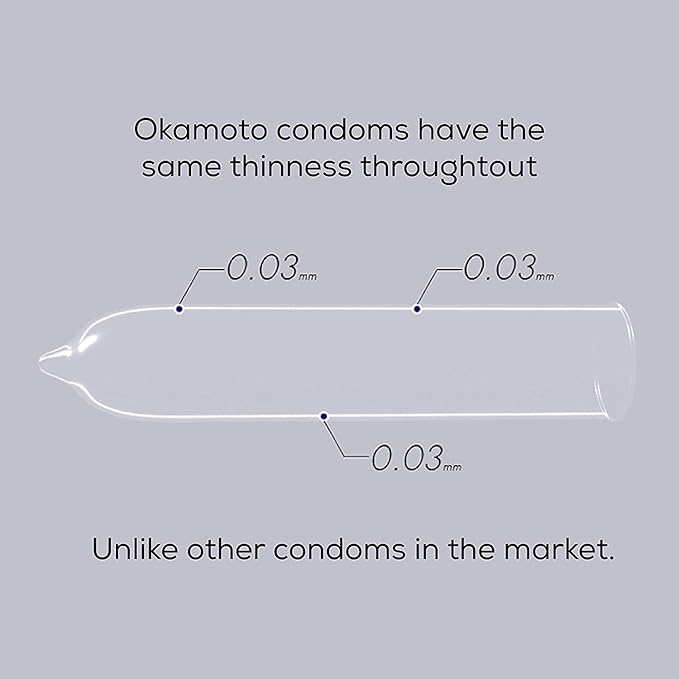 Okamoto Condom | Thinnest Premium Japanese Condoms 0.03 Mm Thin | 003 Platinum (Pack Of 1)