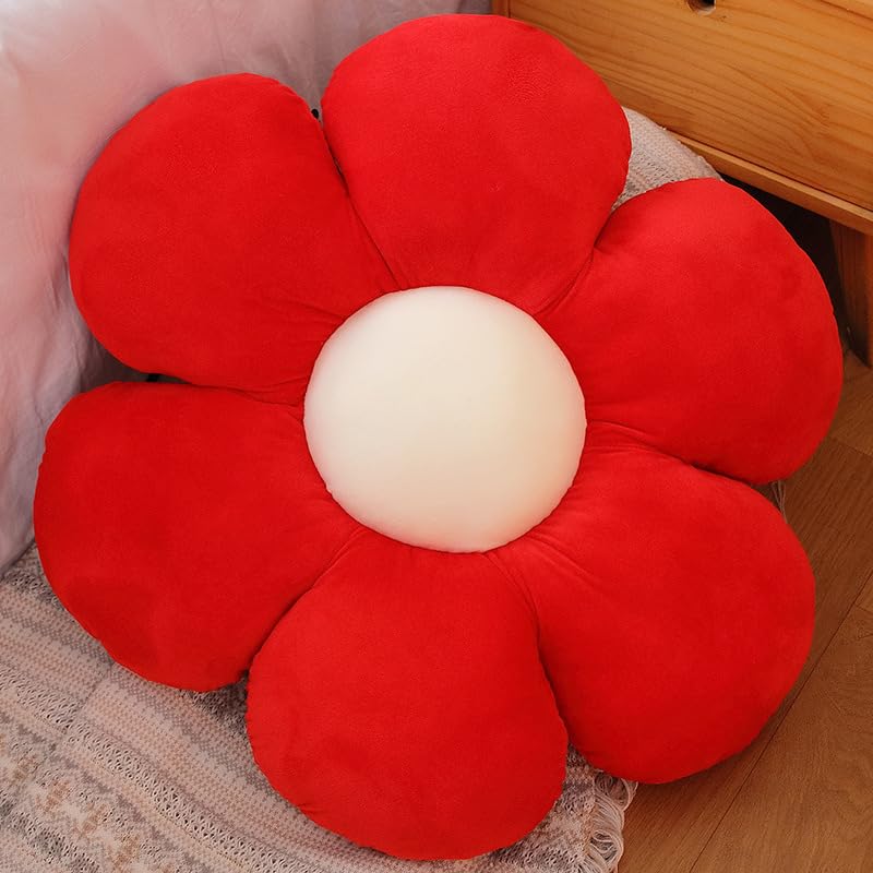 Sunflower Shaped Pillow 6 Kali, Cute Preppy Decorative Throw Pillow, Red - 50 Cm | Floor Cushion With Fiber Filling For Aesthetic Decoration | Soft & Plush Pillow, Versatile Use
