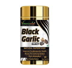 Vitaminnica Natural Black Garlic Capsules Superfood Immunity Booster, Heart & Weight Management, Detox Antioxidant Supplement | 60 Veg Capsules 100gm 0.2lbs