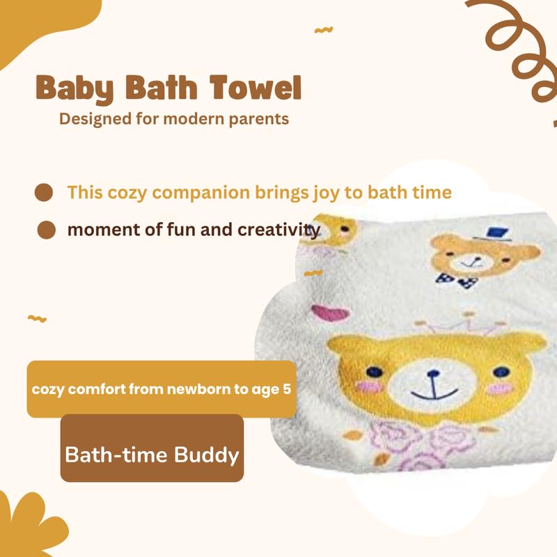 Teddyify Soft Cotton Baby Bath Towel 250 Gsm | Infants, New Born Babies Towel High Absorbent, Soft Cotton Premium Washcloth (Yellow)