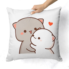 Peach & Goma Mochi Cat Pillow Cushion, Keychain With Card, White Color | Peach Goma Pillow, For Boyfriend, Valentines Gift For Girlfriend, Valentine Pillow For Couple, Model No - Combo 23