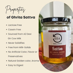Natural Premium Sattva A2 Desi Gir Cow Ghee By Ega Wellness | High In Protein Fiber & Nutrients Healthy Desi Ghee Good For Brain Health | (500ml) 16.9 Ounce | Jar Pack