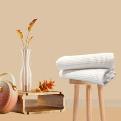 Enchant Home Pure Cotton Waffle Towel 400 Gsm | Lightweight Anti-Microbial & Water Absorbent Soft Touch Quick Drying Bath Towel | White