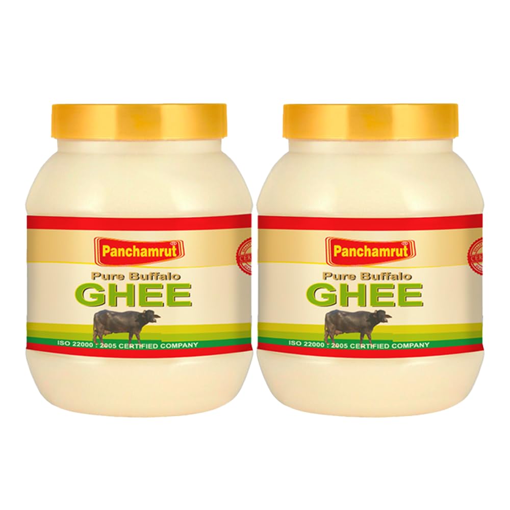 Pure Premium Buffalo Danedar Ghee By Panchamrut | Rich In Nutrients & Delicious Healthy Desi Ghee Good For Calcium | 2 Litre (1 Litr * 2) 67.6 Ounce | Jar Pack