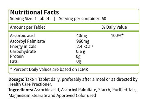 Nature's Velvet Lifecare Vitamin C 1000mg | 60 Vegetarian Tablets , 100gm 0.2lbs