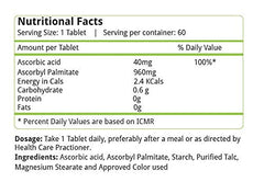 Nature's Velvet Lifecare Vitamin C 1000mg | 60 Vegetarian Tablets , 100gm 0.2lbs