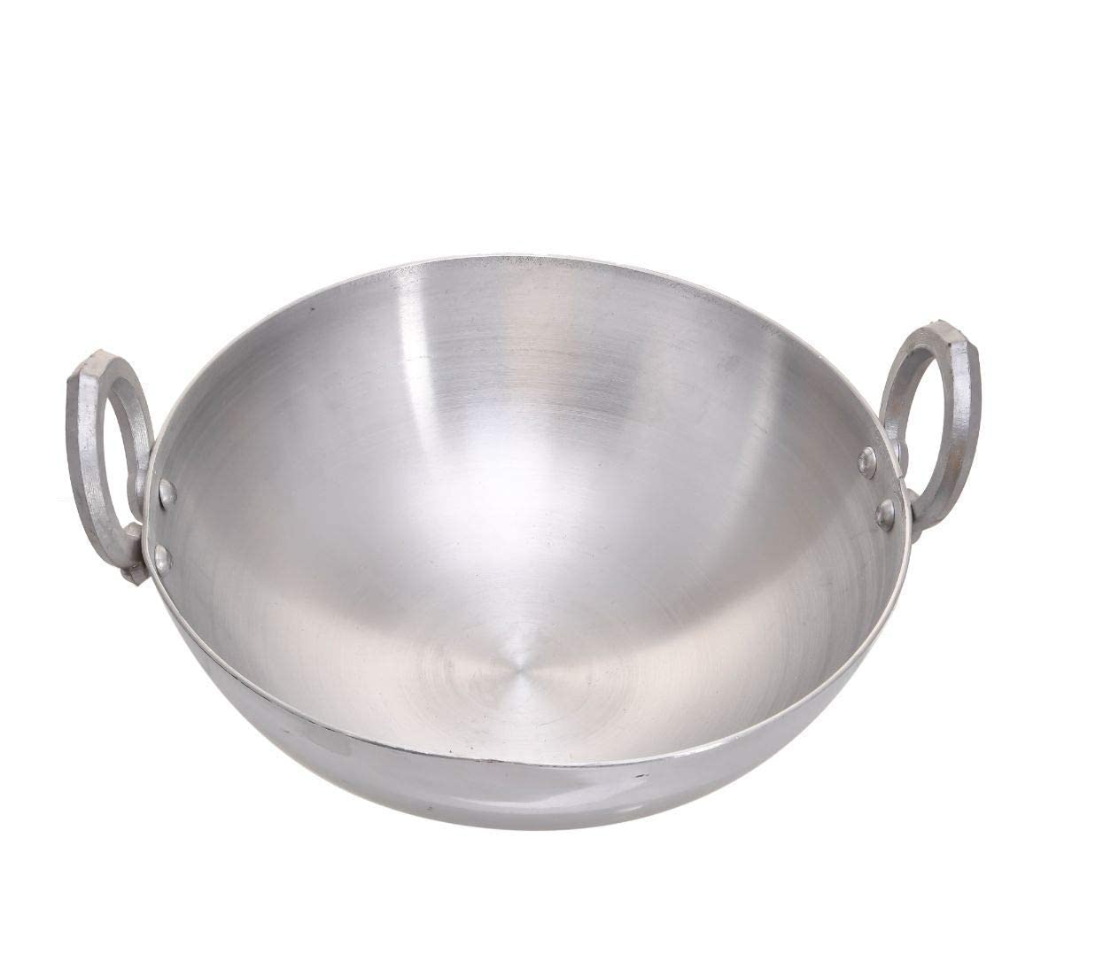 Silver Aluminium Heavy Base Kadhai With Handle - 3 Liters | Kadai With Handle For Kitchen - Deep Frying Kadai