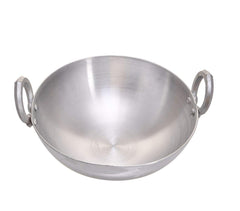 Silver Aluminium Heavy Base Kadhai With Handle - 4 Liters | Kadai With Handle For Kitchen - Deep Frying Kadai