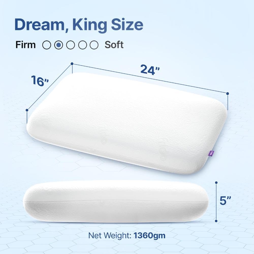 Ultimate Deep Sleep Pillow, White Pillow, King Size - 5 Inch | Orthopedic Grade Gel Memory Foam For Neck & Shoulder Pain Relief | Includes Bamboo Pillow Cover, Bed Pillow - Pack Of 1