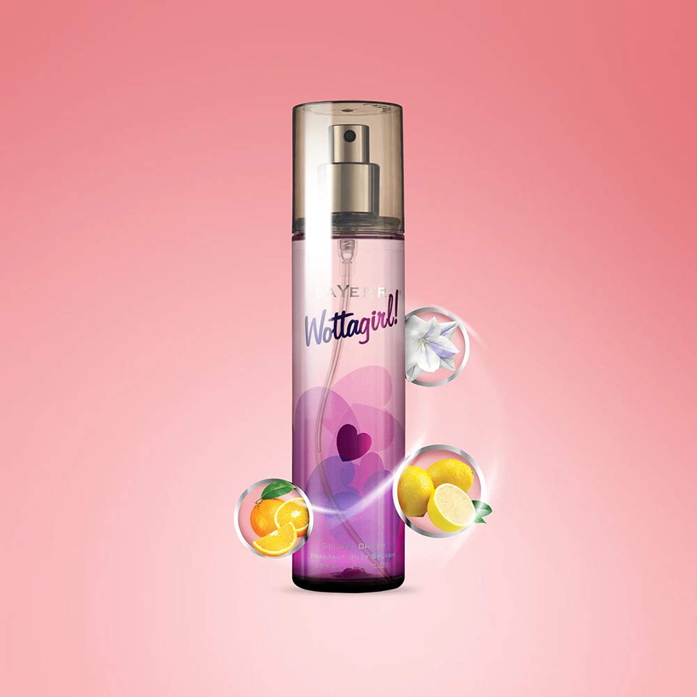 Layer'r Wottagirl Secret Crush + Amber Kiss Floral & Fragrant Body Splash Each 135ml 4.56 Fl.oz. | Combo Of 2