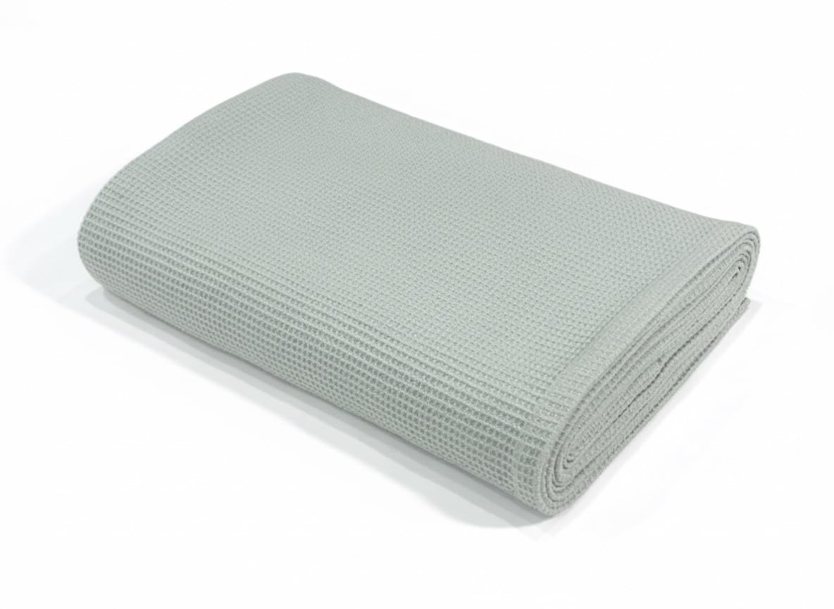Go Green Organics Gots Certified Waffle Bath Towel 600 Gsm | Super Absorbant & Quick Dry, No Softeners, Environment Friendly Bath Towel (Blue Mist)