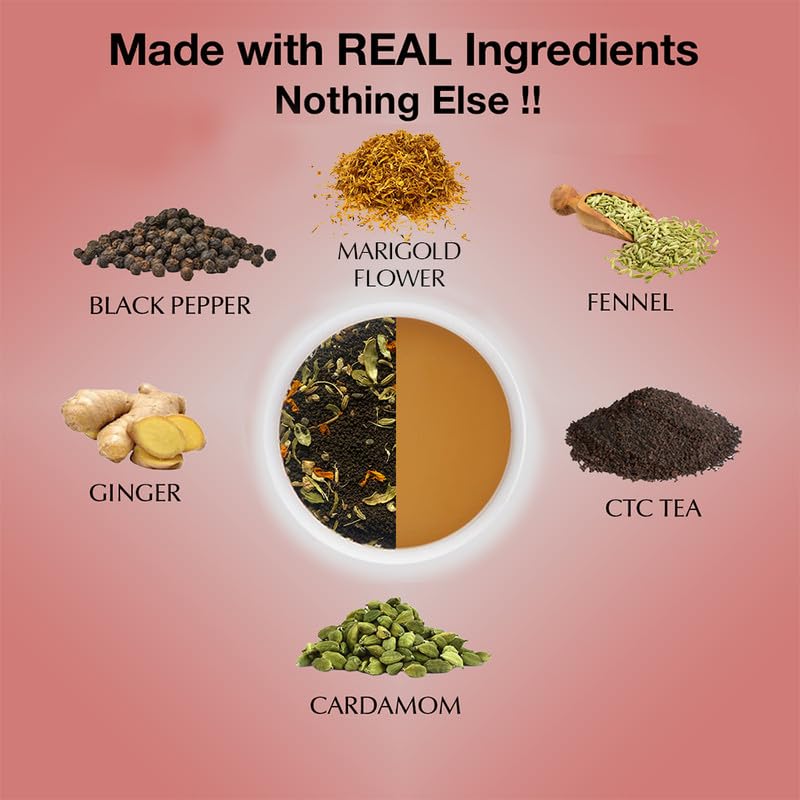 Tea Sense Bombay Cutting Masala Chai - 200gm, 7.05 Ounce | Assam CTC, Cardamom, Fennel, Dried Ginger, Black Pepper - Rich Flavor & Strong Chai Patti, High Caffeine | The Perfect Blend Loose Leaves