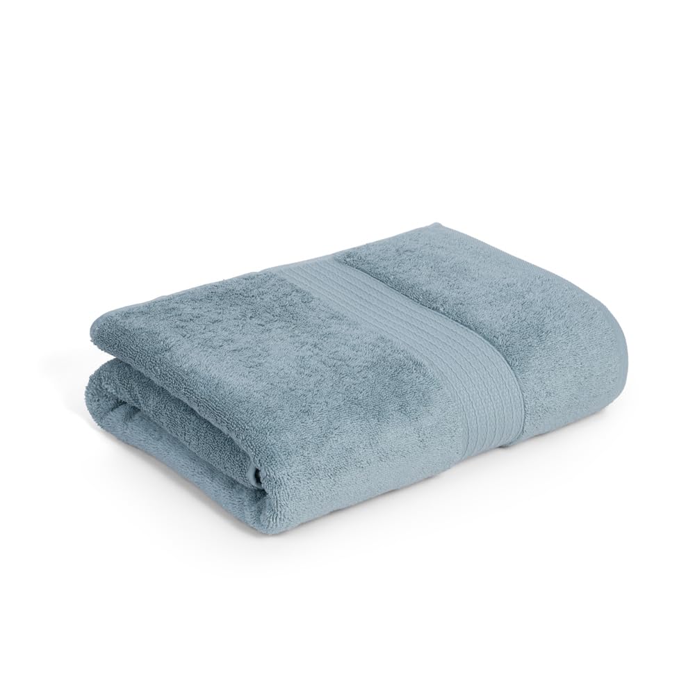 Feather & Spun Organic Cotton Bath Towel 650 Gsm | Lavender Fragrance Gots Certified Anti Microbial Fade Resistant Double Needle Stitch Towel (Mint Breeze)