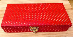 Decorative & Attractive Box Cash Box, Shagun Box, Jewellery Box, Money Box Envelop Wedding, Gift Box, Bangel Box With Golden Dotted Embroidery Design, Colour - Red, Pack Of 1
