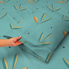 Elastic Fitted Double Bedsheets With 2 King Size Pillow Covers - 72 X 78 Inches, Sea Green | Double Bed With All Around Elastic 180 TC Super Soft