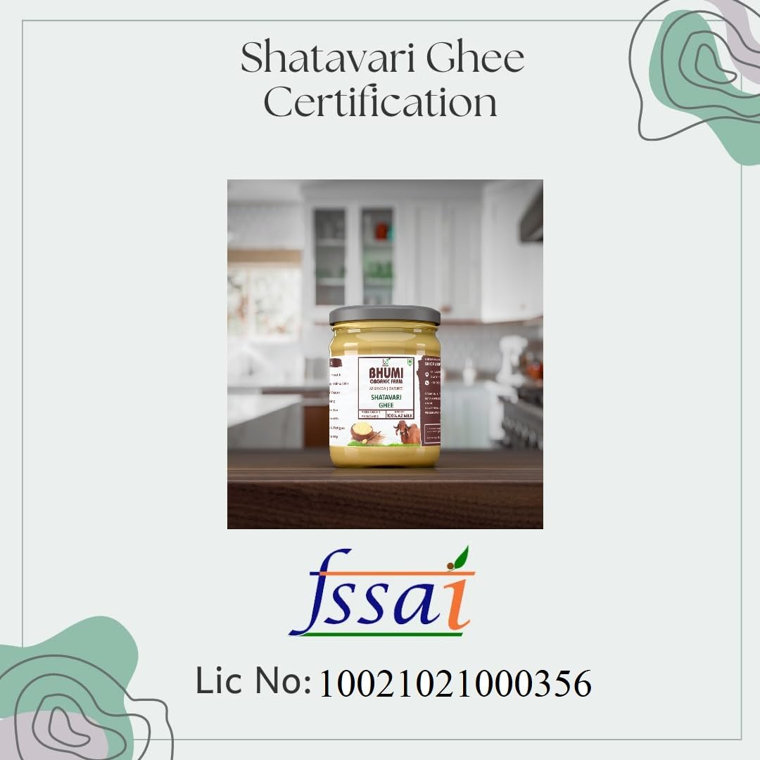 100% Natural Ashwagandha Ghee By Bhumi Organic Farm | Rich In Protein Fiber Healthy A2 Gir Cultured Cow Ghee Good For Overall Health | (500ml) 16.9 Ounce | Jar Pack