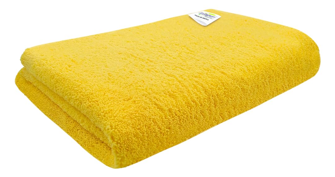 Softspun Microfiber High Loop Hair & Face Care Bath Towel 450 Gsm | Ultra Absorbent Super Soft & Comfortable Quick Drying Extra Large Towel (Yellow)
