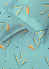 Elastic Fitted Printed King Size Double Bedsheet With 2 Pillow Cover - 78 X 72 Inches, Sea Green | Breathable Long Lasting Light Weight Wrinkle Free