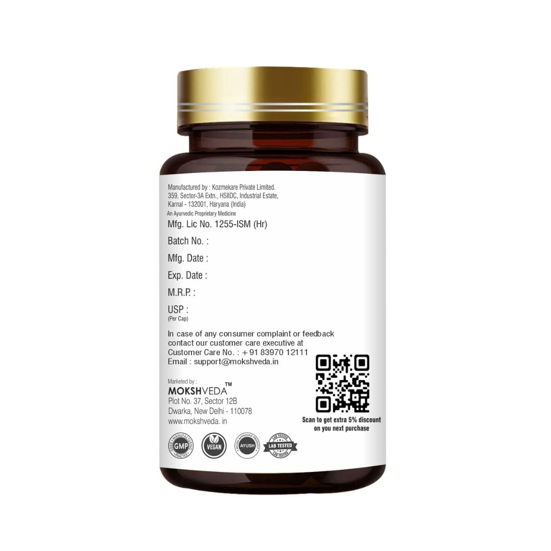 Mokshveda Ashwagandha Capsules, Experience The Revitalizing Power Of The Himalayas | 60 Veg Capsules 100gm 0.2lbs
