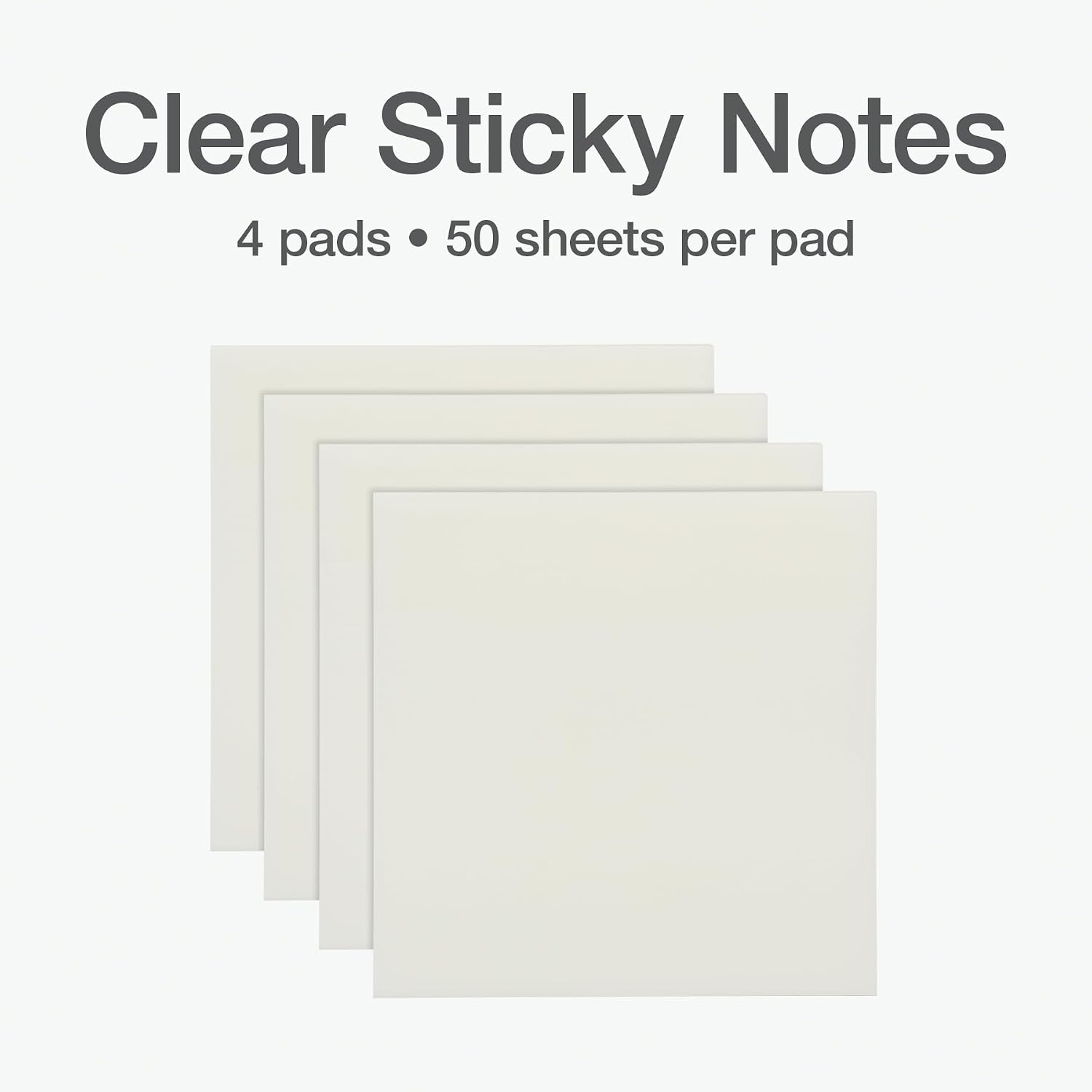 Clear Sticky Notes, Clear Sticky Notes 3 X 3 Inch - 4 Pads, 50 Notes Per Pad, 200 Sheets
