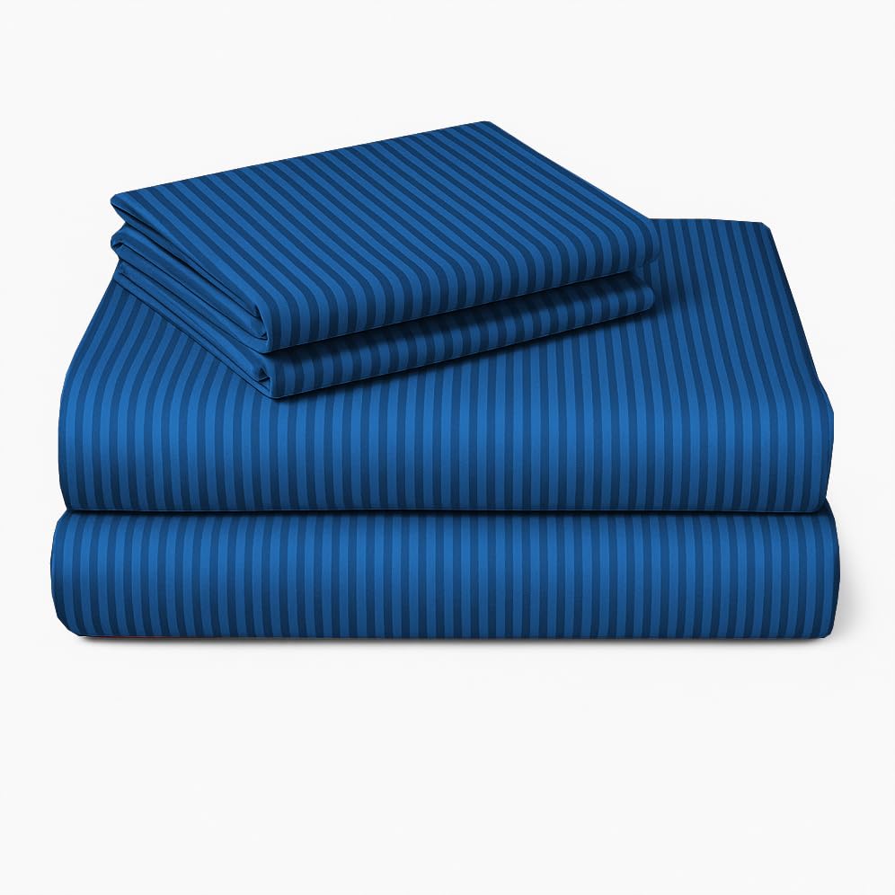 Cotton Single Bedsheet With One Pillow Cover - 90 X 60 Inches, Navy Blue | Soft & Breathable Premium Printed Design Bedsheet
