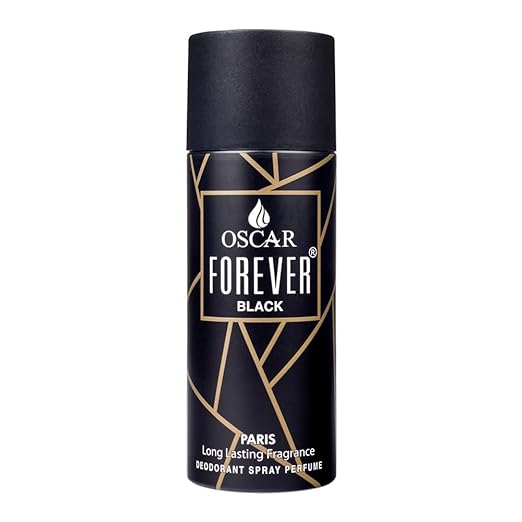 Oscar Forever Black Deodorant Spray Perfume | Long Lasting Woody Aromatic Fragrance | Everyday Body Deodorant Spray | Skin Friendly Deodorant Spray Perfume For Men | 150ml 5 Fl.oz. Each Pack Of 3