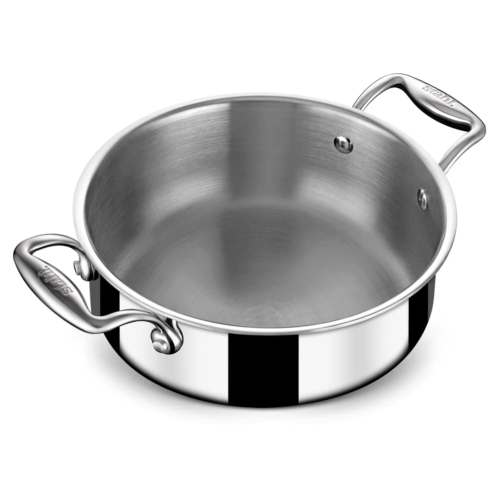 Triply Stainless Steel Casserole With Lid | Induction Base Sauce Pot 20 Cm, 2.2 Liters - Serves 3 People