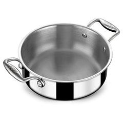 Triply Stainless Steel Artisan Cook & Serve Casserole With Lid | 22cm, 3 Liters - Serves 4 People