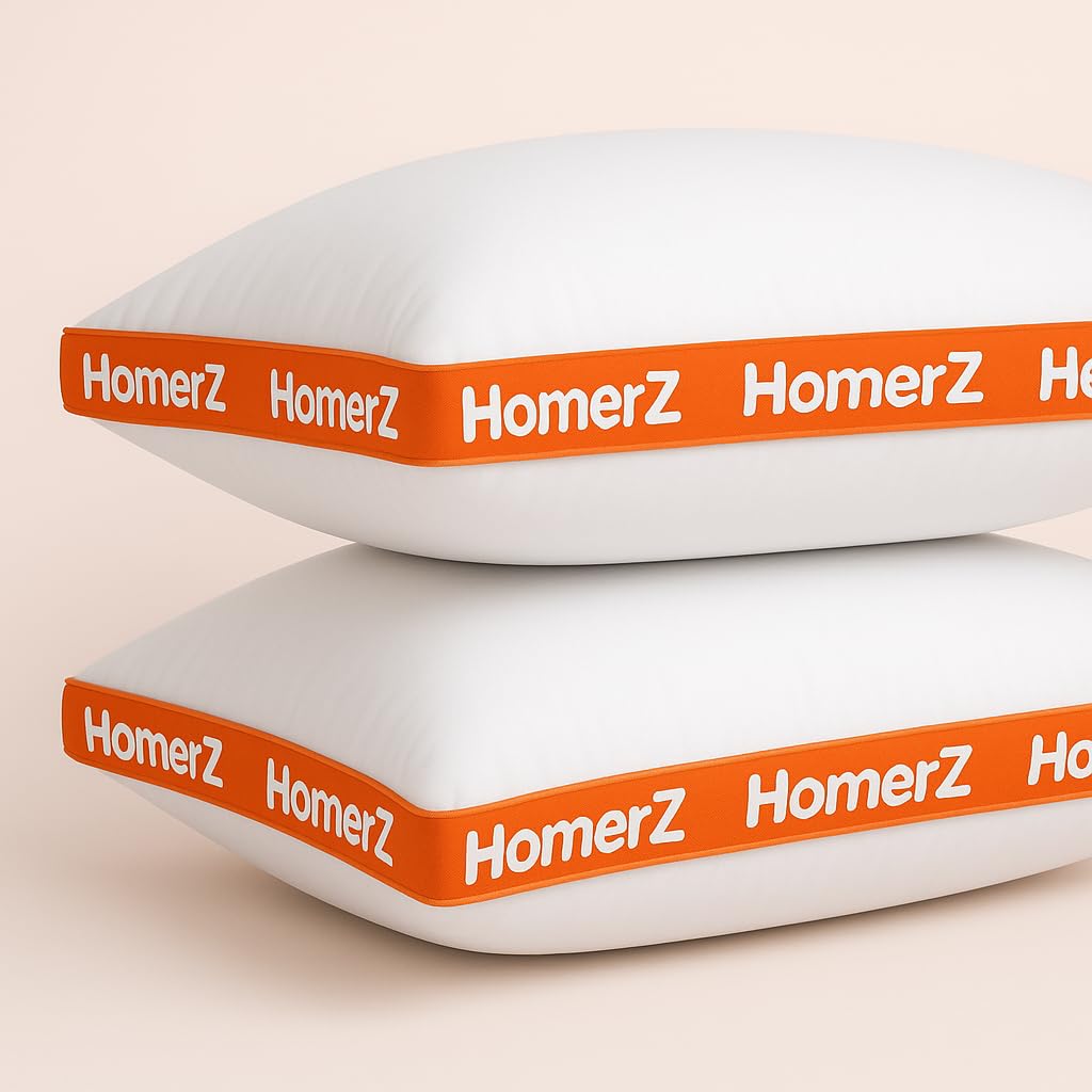 Premium Smart Gusset Pillow, Virgin Fiber, Plush Peach Fabric, Standard Size - 16 X 24 Inch | White Pillow, Breathable, ?Machine Wash, Rectangular Shape, Bed Pillow - Set Of 2