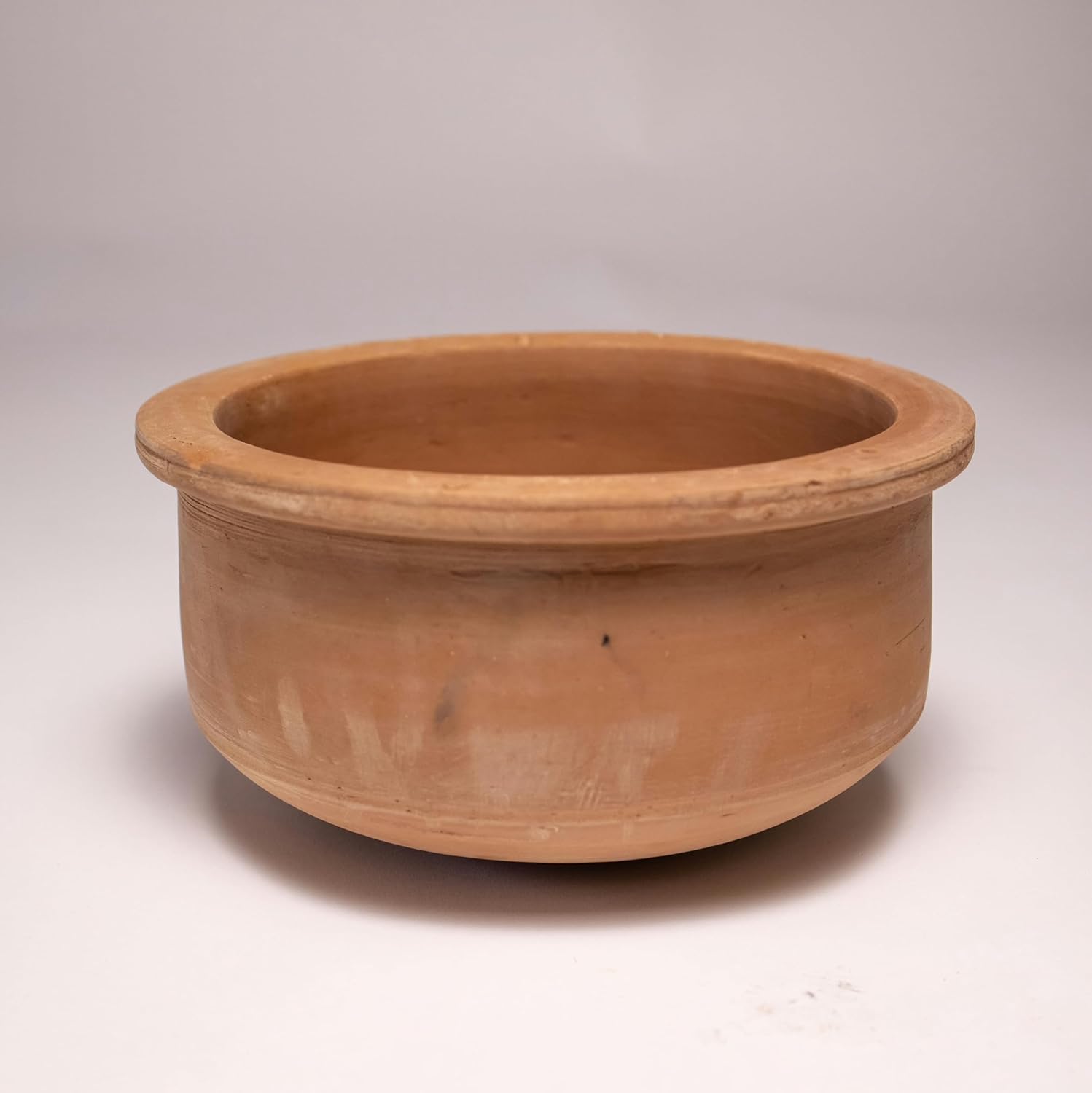 Exclusive Range Unglazed Clay Pot For Cooking & Serving 1 Liters, Red-Ochre (Gerua)