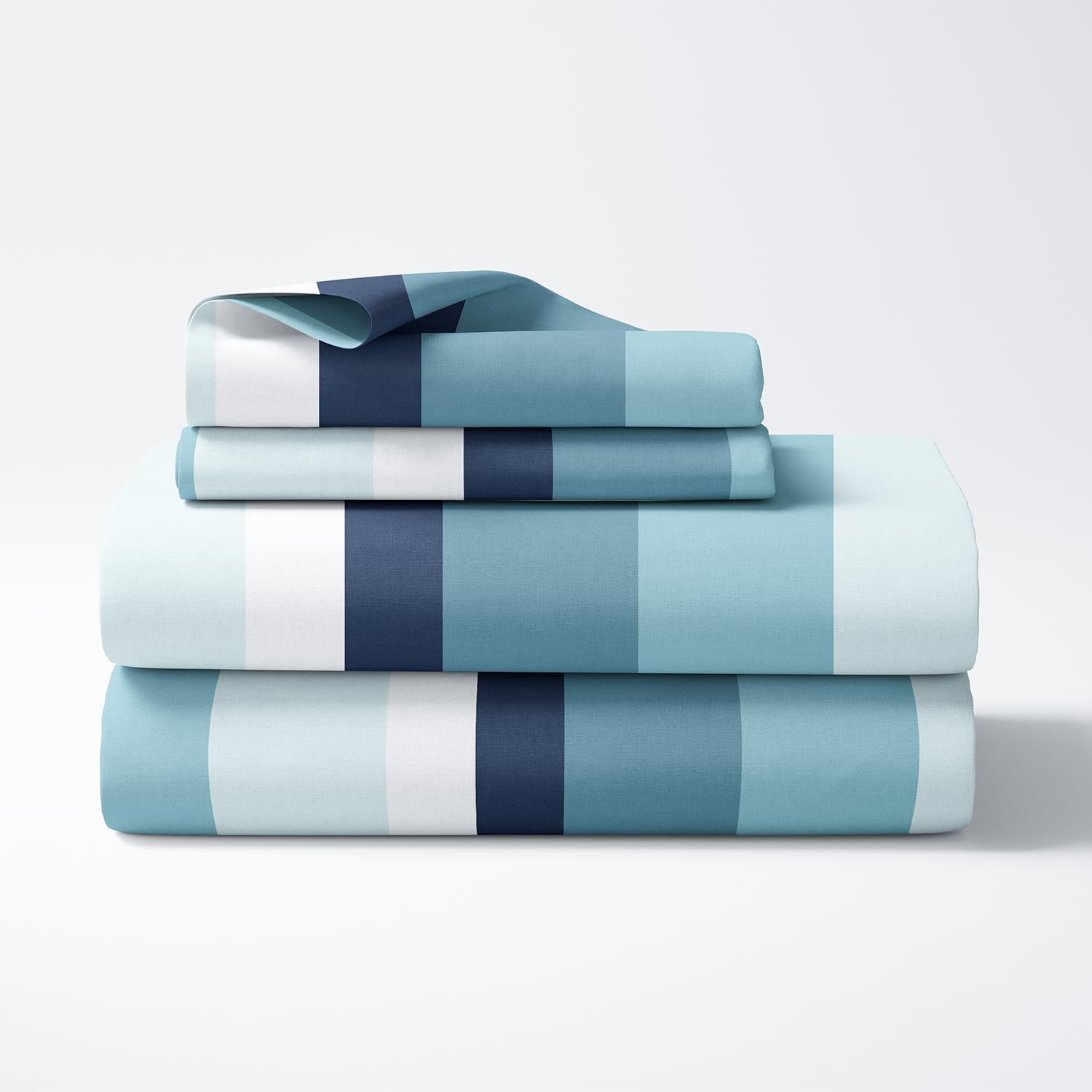 King Size Bed For Elastic Fitted Bedsheet With 2 Pillow Covers | 72 X 78 X 10 Inches, Blue White | Softness, Durability & Comfort | Perfect For Everyday Use