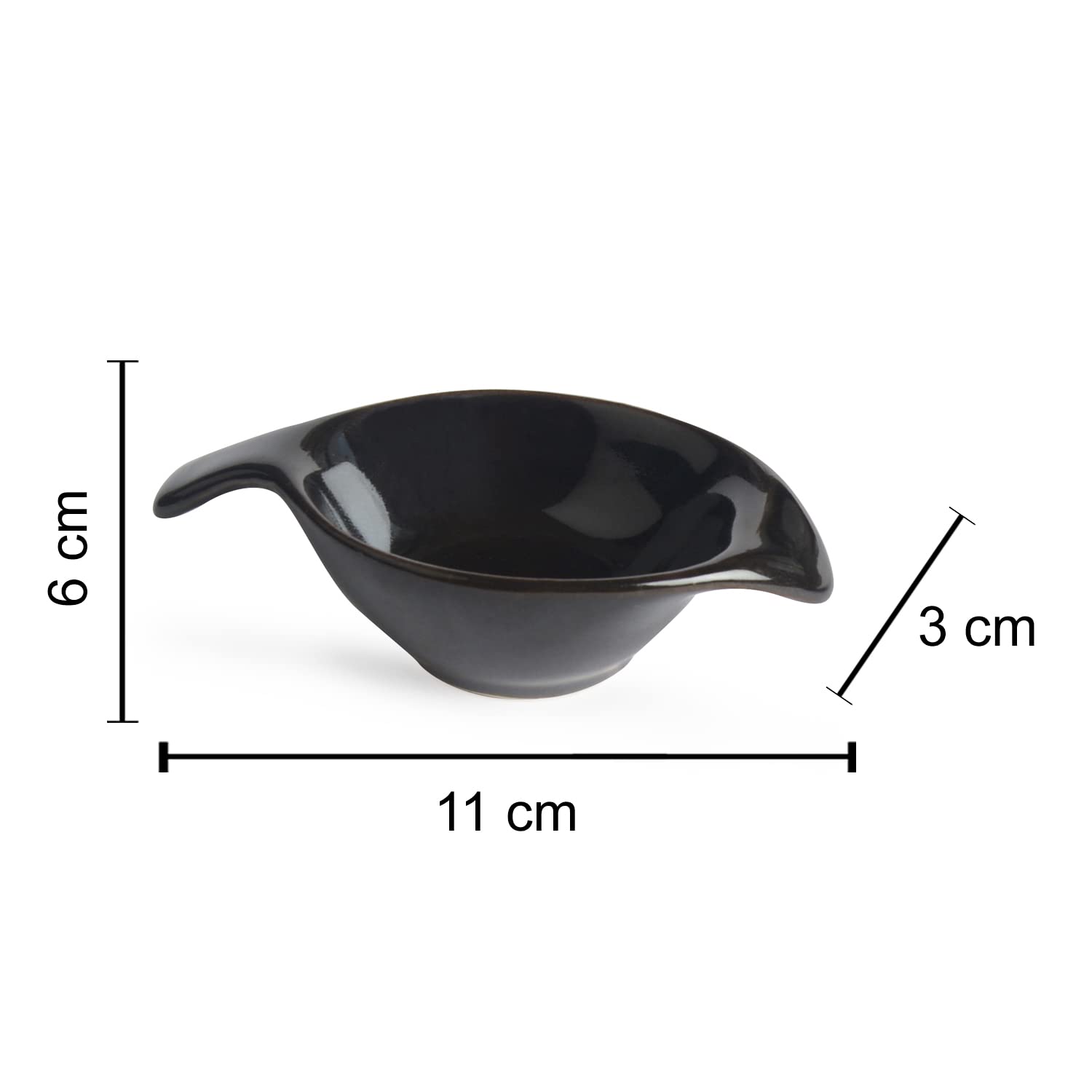 Studio Pottery Ceramic Dip Bowls Set Of 2 - 20ml Each, Black | Chutney Bowls - Ketchup Bowls