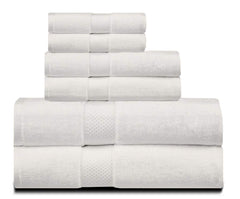 Divine Overseas Luxury Cotton Yarn Soft Extra Absorbent & Durable 2 Bath, 2 Hand & 2 Face Towel Set Gsm 1800 (White) - Pack Of 6