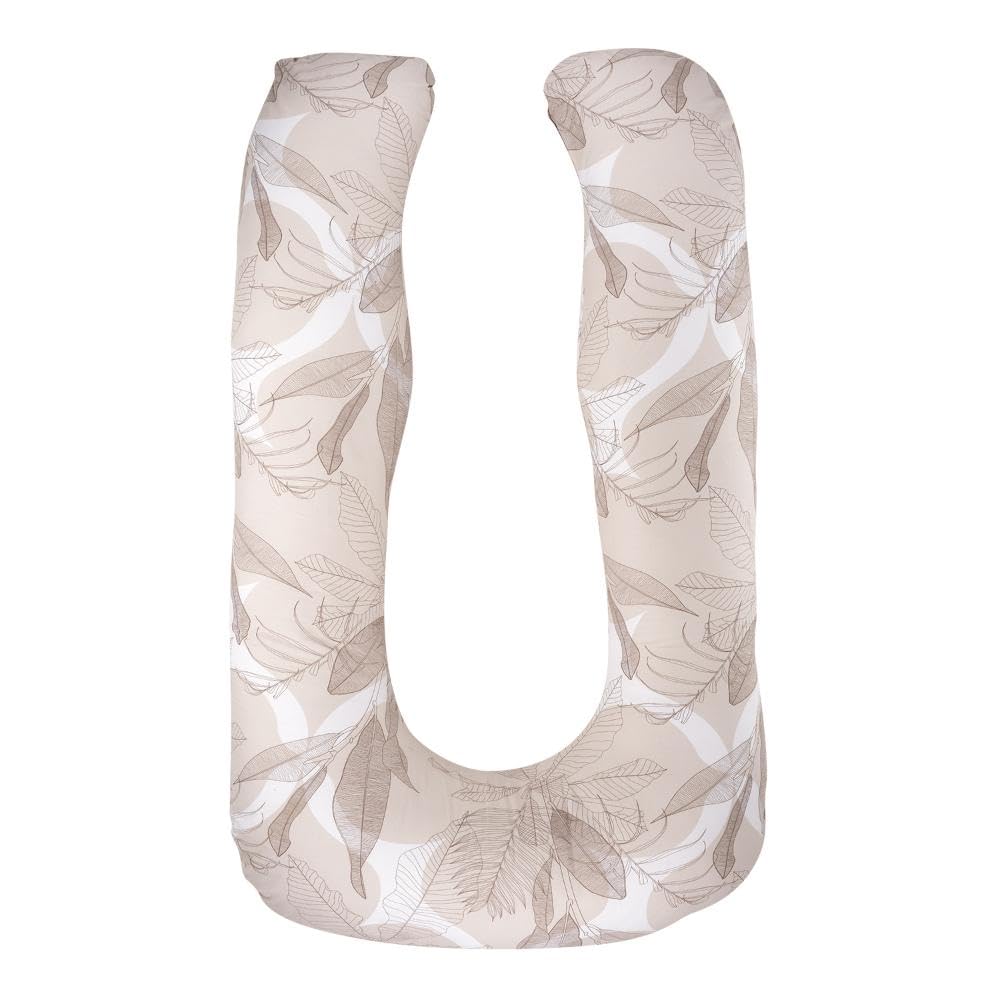 Pregnancy Pillow, U Shaped Pillow, Maternity Pillow For Sleeping - Light Brown | Mekko Printed, 100% Cotton Pillow For Pregnant Mothers With Breathable & No Heat Fabric - Full Body Support