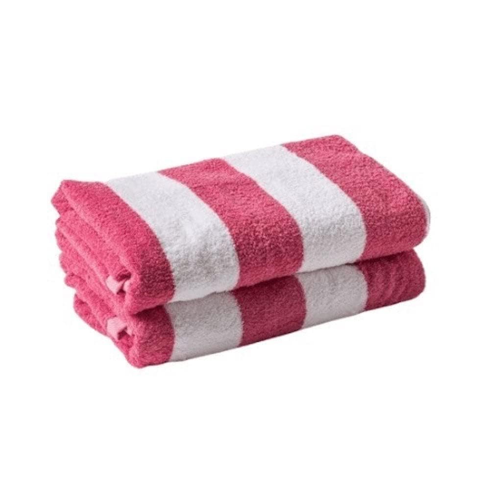 Hanorix 100% Cotton Large Size Bath Towel 900 Gsm | Soft Bath Towel For Men & Women Ultra Absorbent Cotton Towel Soft & Absorbent Towel (Pink Line) - Pack Of 2